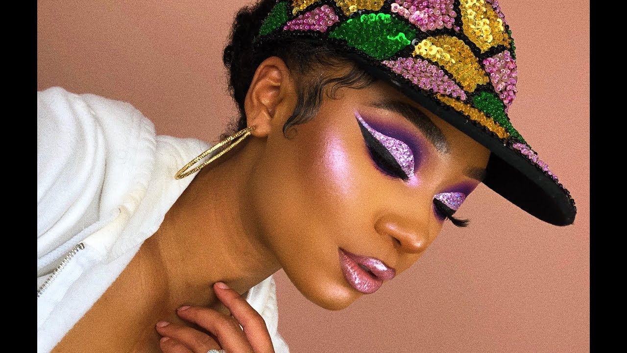 Макияж с фиолетовыми блестками и эффектом складки века | MakeupTiffanyJ