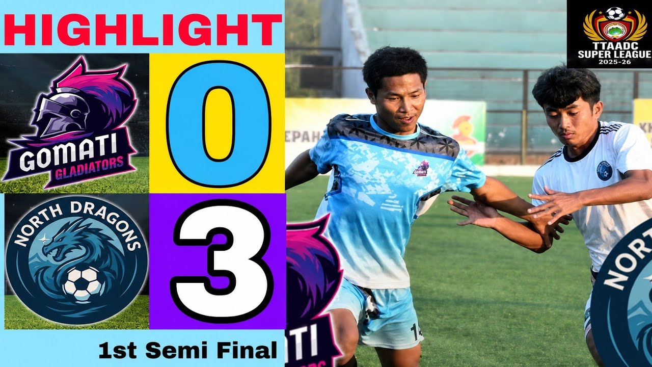  HIGHLIGHTS || Gomati Gladiators & North Dragons || 1st Semi Final || TTAADC Super League season 2 