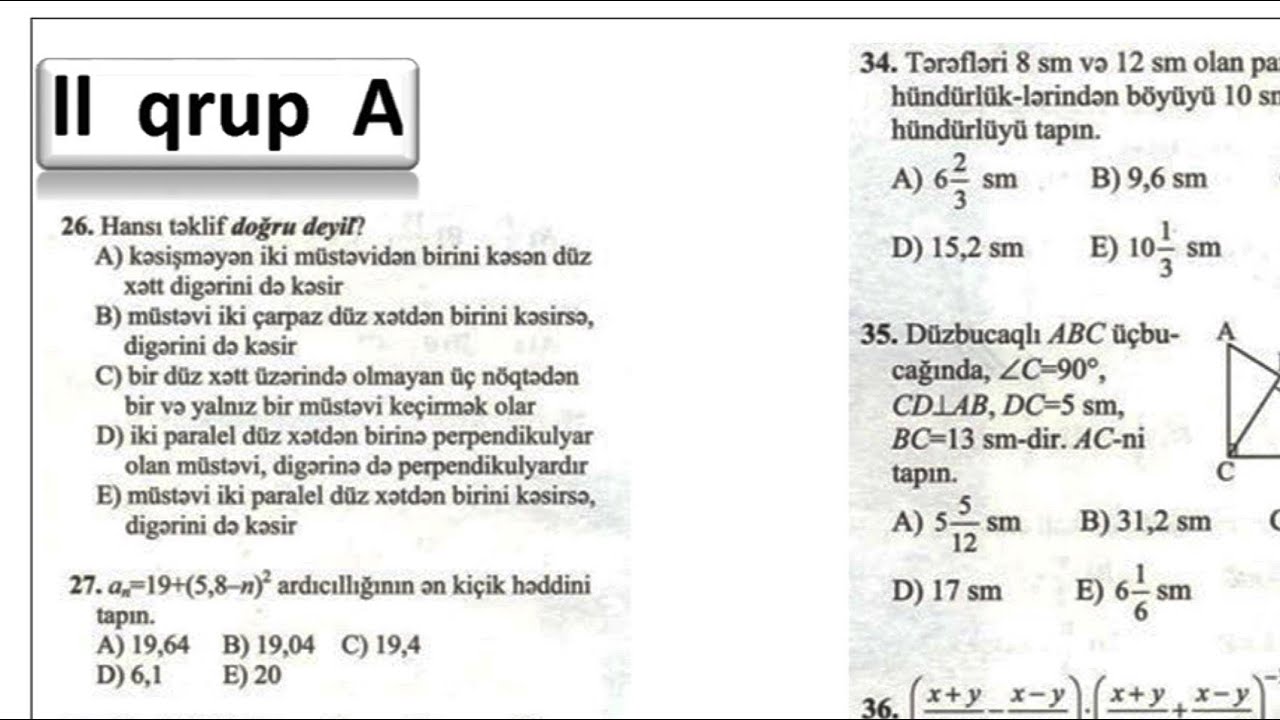 ♨️ Riyaziyyat-İnkişaf dinamikası (2008 qəbul 2.qrup A )