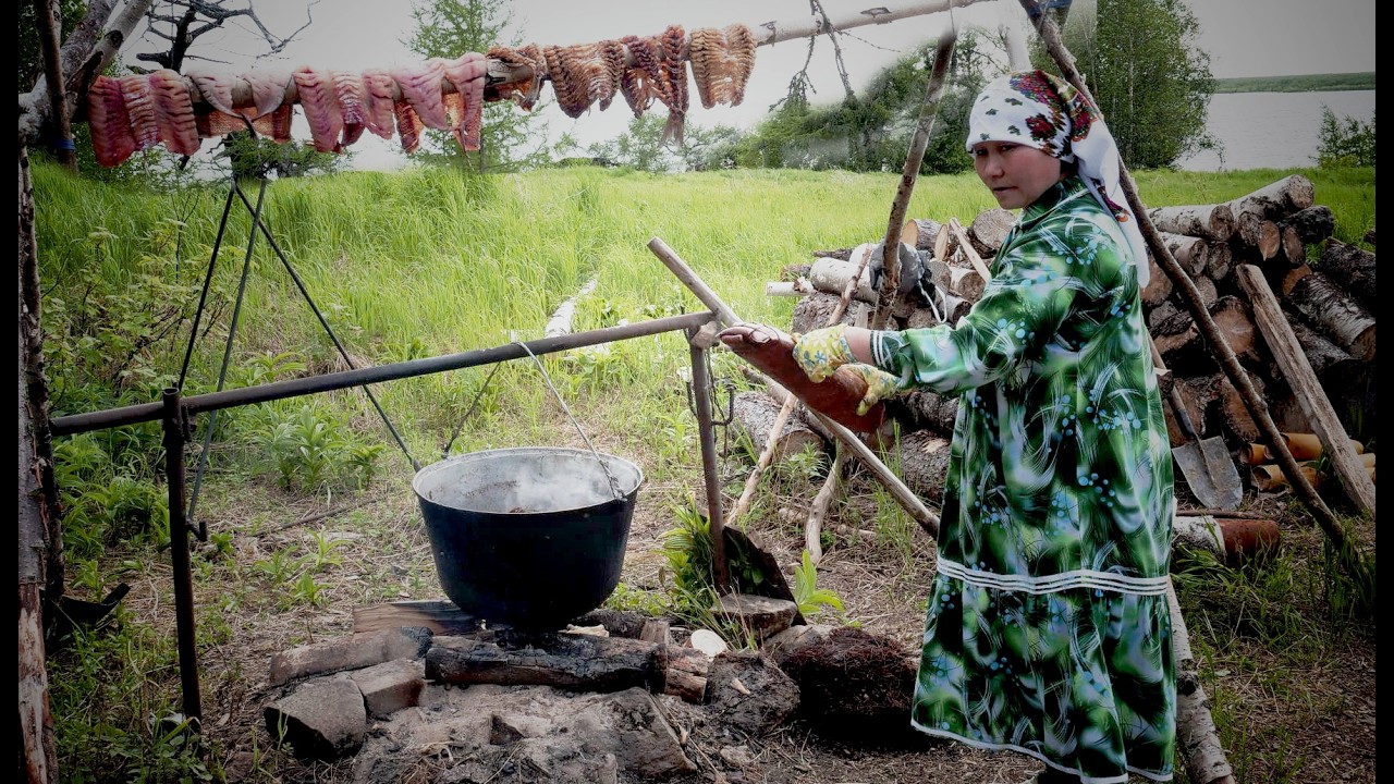 Siberian Tent from Boiled Birch Bark and Fish