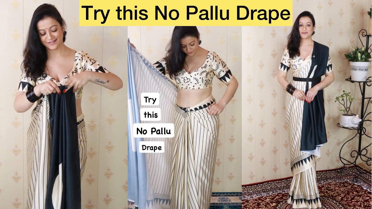 No Pallu Saree drape / Saree draping tutorial 