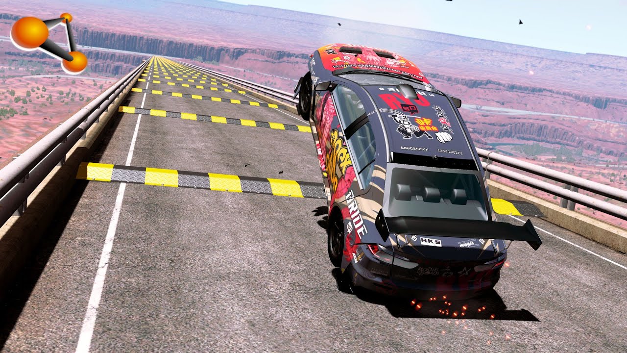 BeamNG.drive - Cars At Insane Speed Through Speed Bumps