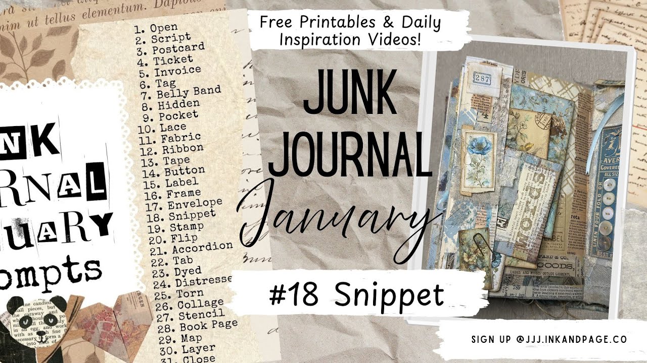 Junk Journal January |#18 Snippet | Free Printable Project | Ephemera from Scraps