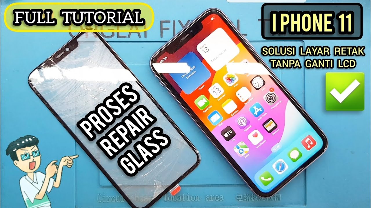 PERBAIKAN LAYAR RETAK IPHONE 11 ‼ REPAIR GLASS / CARA GANTI KACA LCD & HAPUS TOMPEL LCD IPHONE 11 ✅