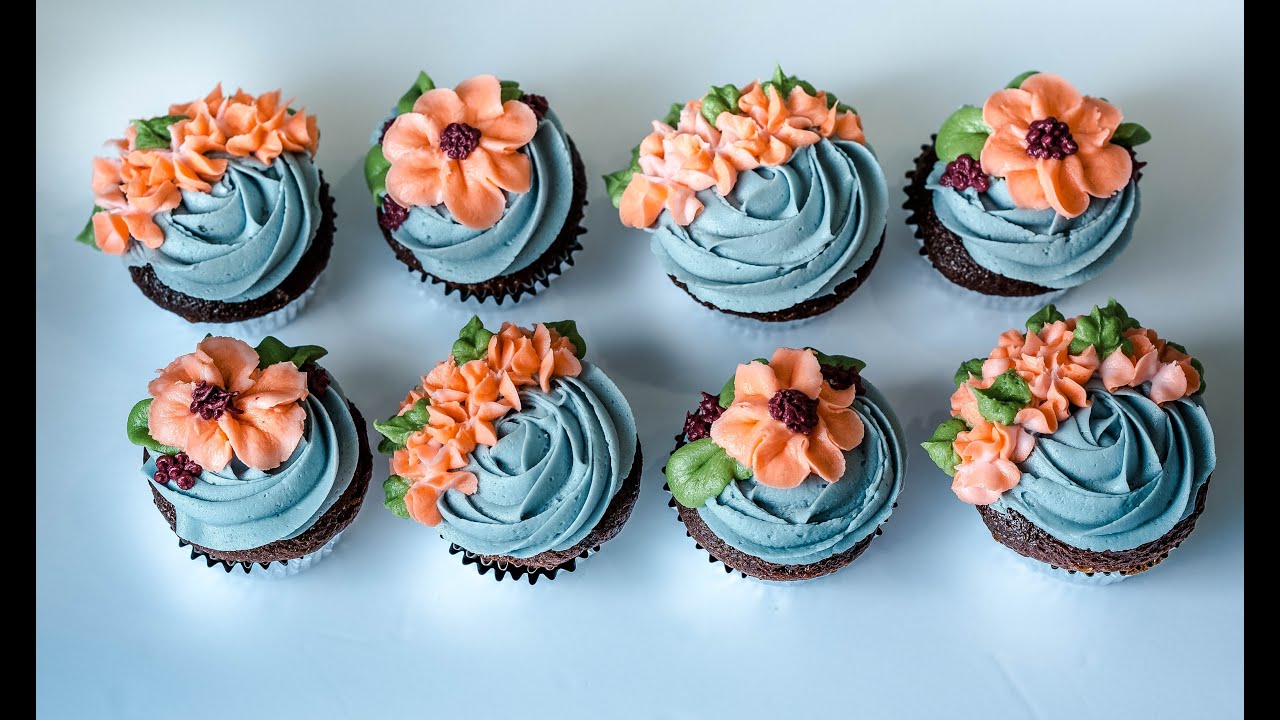 Spring cupcakes, Floral cupcakes using buttercream frosting
