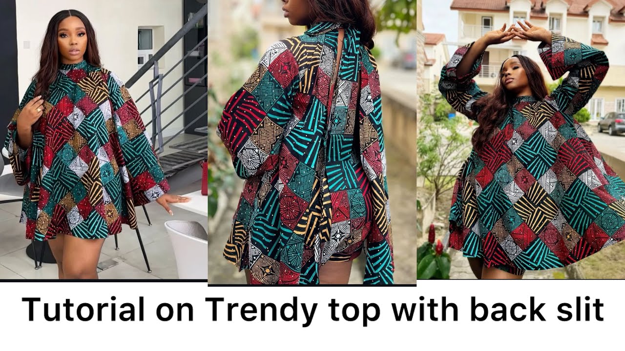 How to make the Trendy circle flare Long top tutorial with back slit and neck tie to back