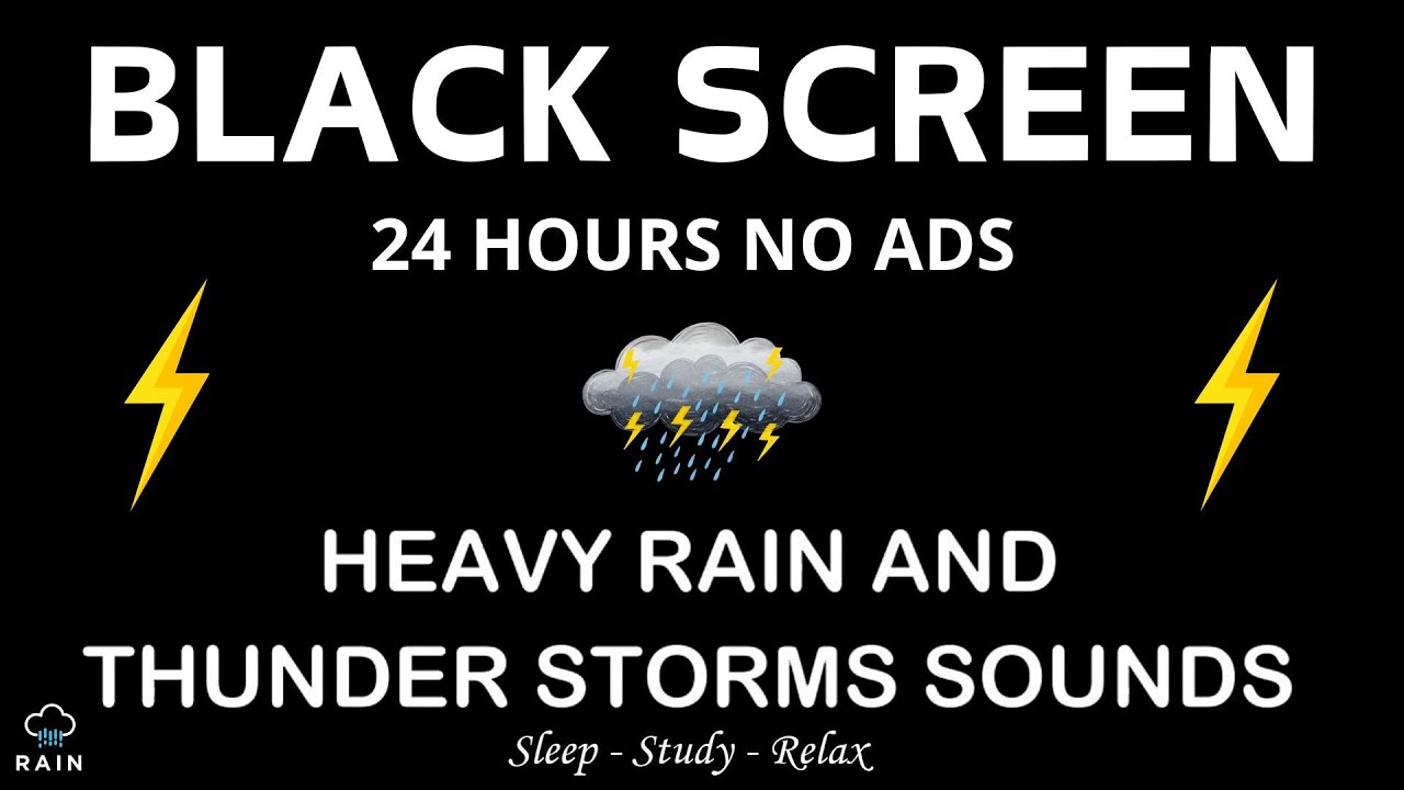 🔴 Heavy Rain and Thunder Sounds for Sleeping - Black Screen | Thunderstorm Ambience Sleep Aid