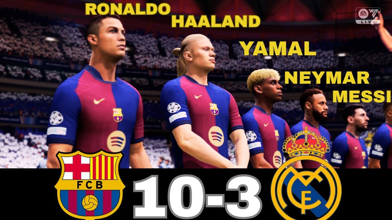 WHAT HAPPEN IF MESSI, RONALDO, MBAPPE, NEYMAR, PLAY TOGETHER ON BARCELONA VS REAL MADRID