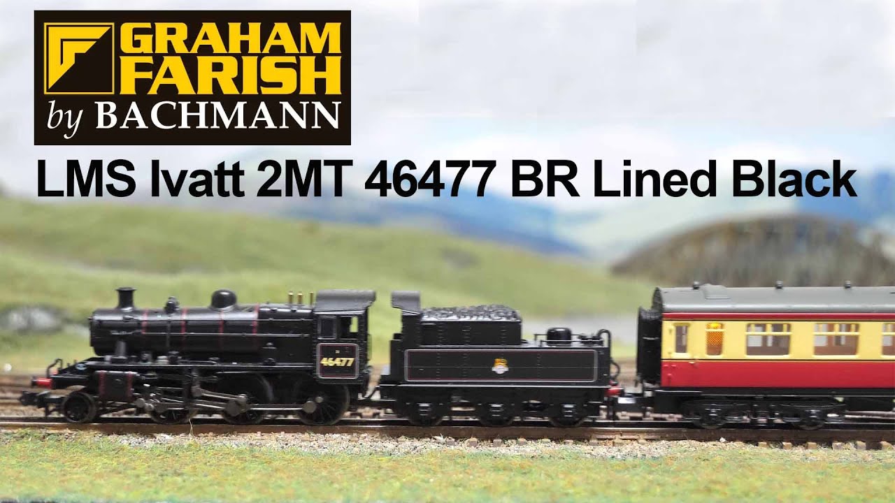 Graham Farish 372-626A LMS Ivatt 2MT 46477 BR Lined Black Unboxing & running 