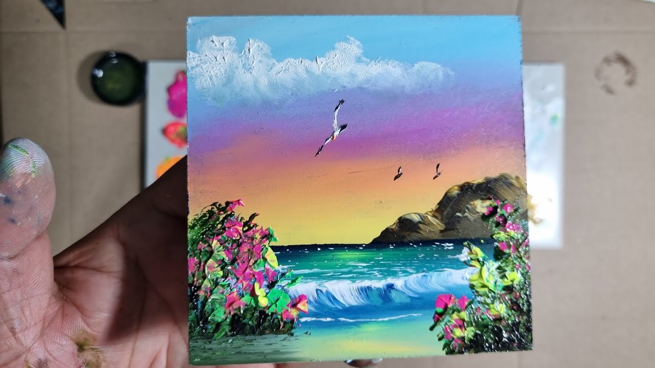 Como pintar con los dedos un atardecer en la playa sobre MAGNETO