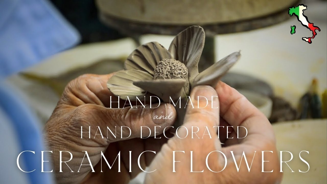 Hand made ceramic flowers tutorial and hand decoration by Italian artisans