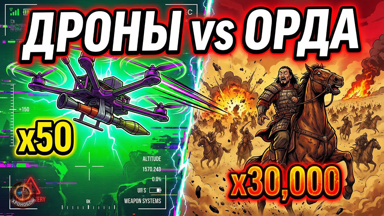 ЧТО ЕСЛИ 50 FPV-ДРОНОВ против 30000 МОНГОЛЬСКОЙ ОРДЫ? | Современные дроны vs Чингисхан — x600