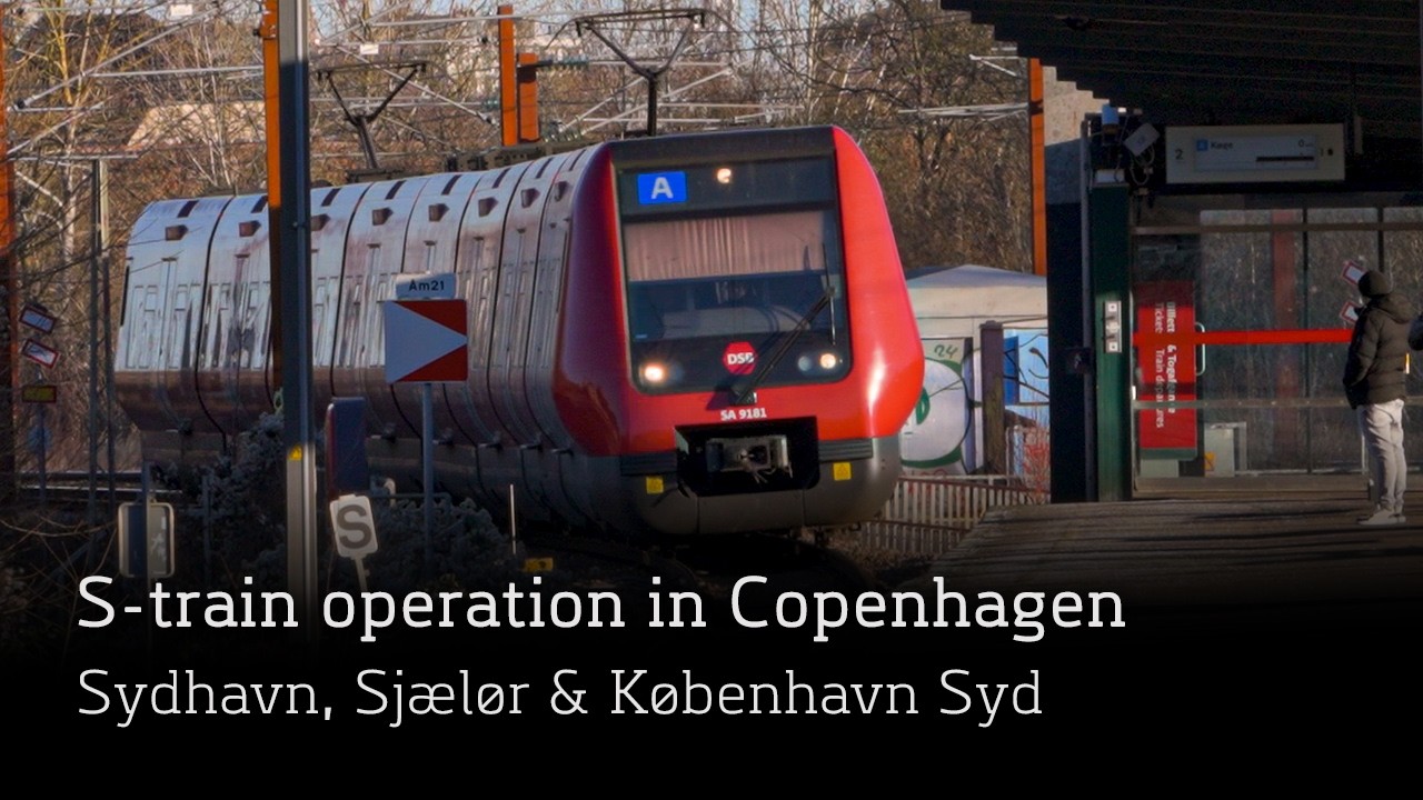 S-train in operation in Copenhagen - Sydhavn - Sjælør - København Syd
