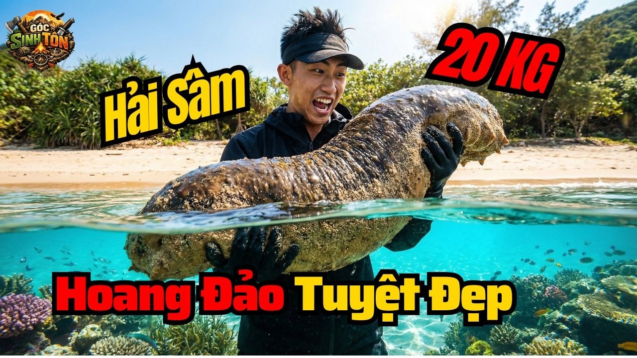 Sinh Tồn Đảo Hoang: Bắt Được Hải Sâm Khổng Lồ 20KG Trong Vắt Dưới Đáy Biển