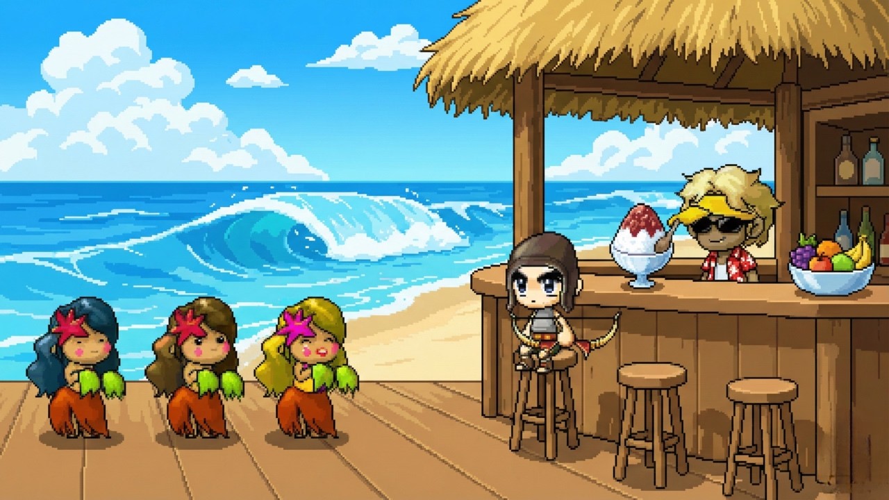 플로리나 비치 바에서 기분전환 1시간 🌊 | 메이플스토리 BGM