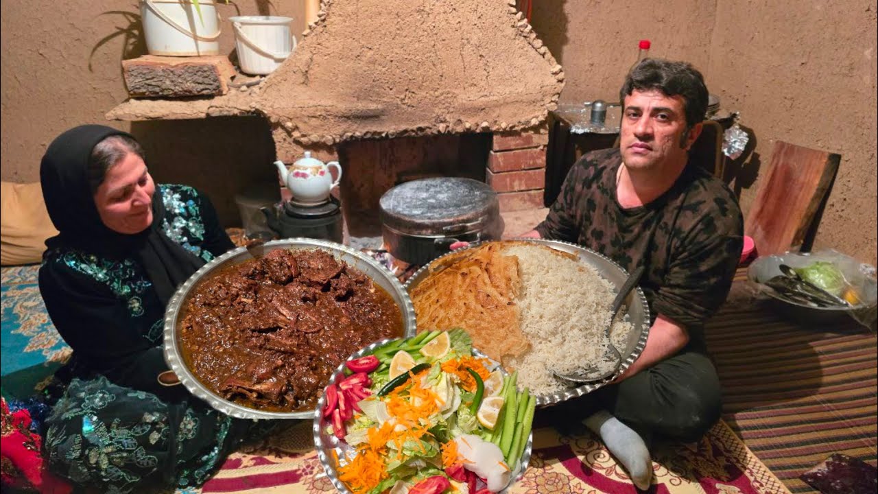 Cooking Fesenjan with a rural family in Iran | A taste of authentic and simple village life #village