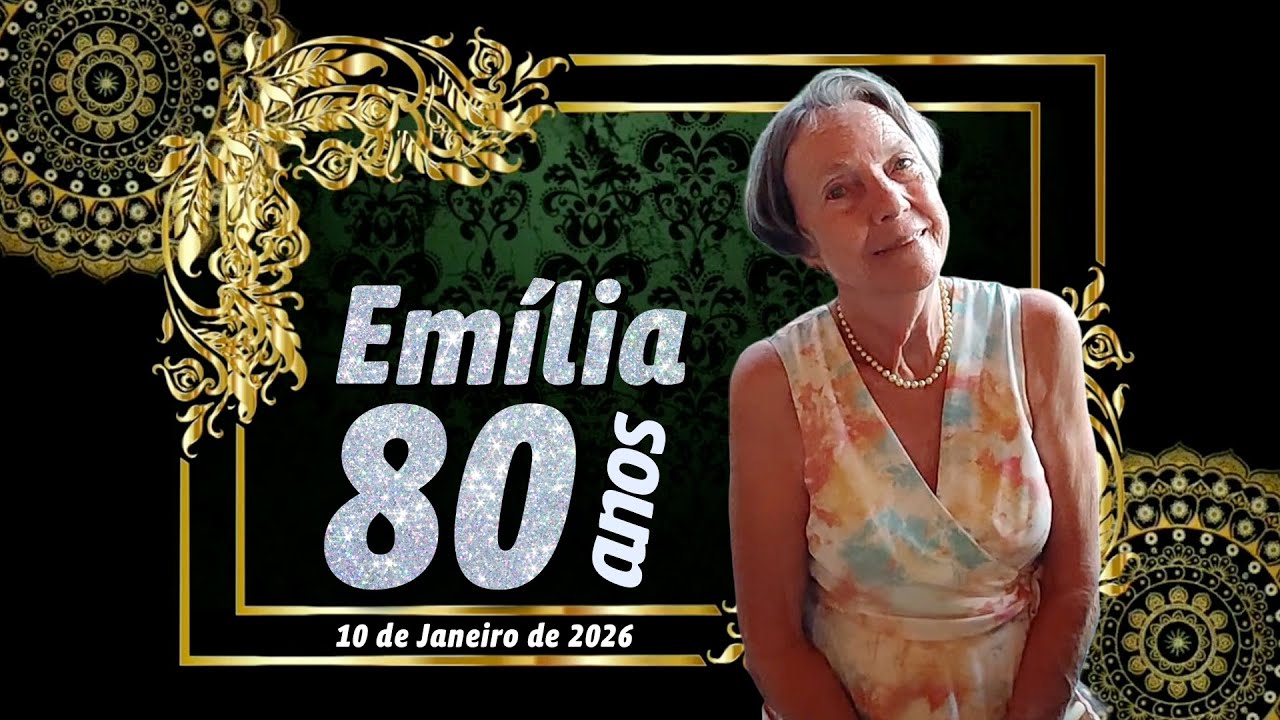 Imagens de Emília, família e amigos para os 80 anos