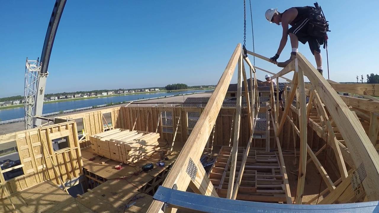 Crane set roof trusses