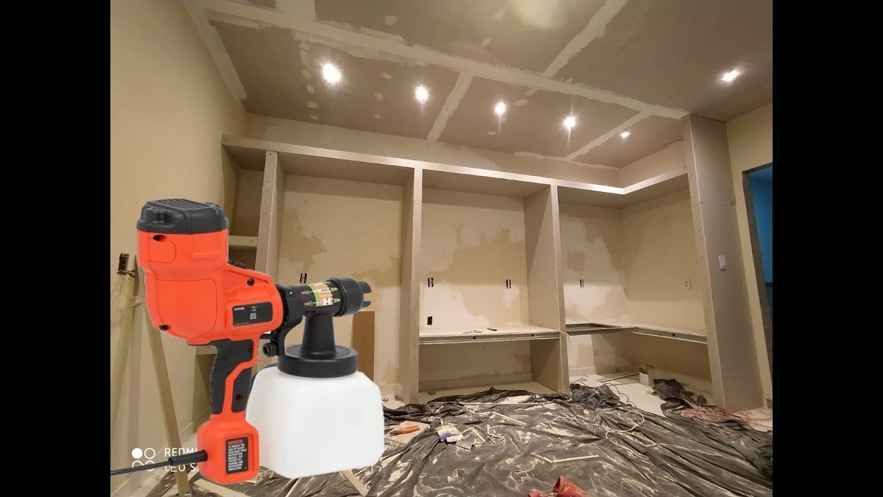 Pintura drywall com Pistola elétrica Pulverizador Black Decker 350w BDPH200B HVLP  #blackedecker