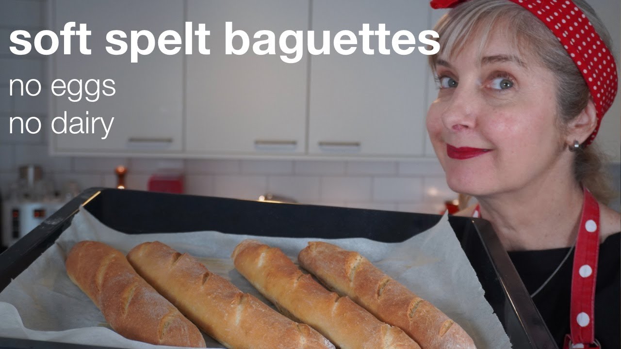 Soft Spelt Baguettes in 2 hours, egg-free & dairy-free