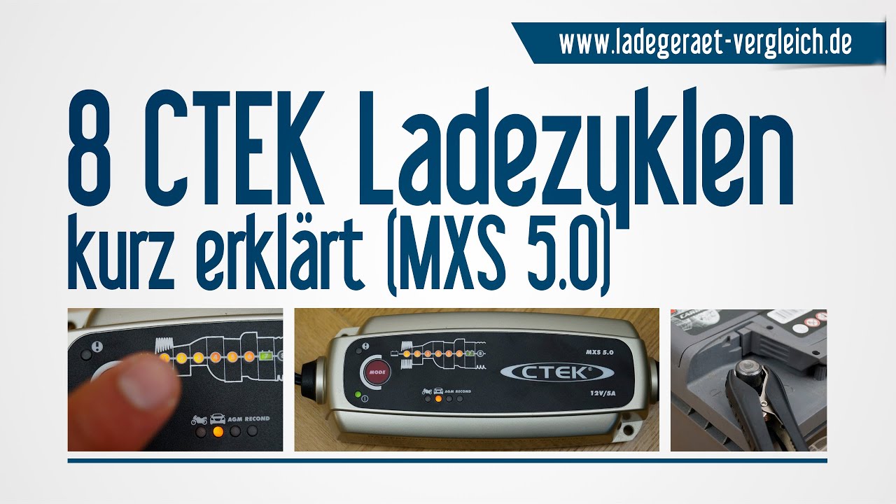 CTEK Ladezyklen - 8 Ladezyklen der CTEK-Autobatterieladeger&auml;te am Beispiel vom MXS 5.0 erkl&auml;rt