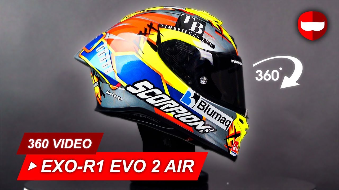 Scorpion EXO-R1 EVO 2 Air Aron Misano Silver-Neon Yellow-Blue - Showcase