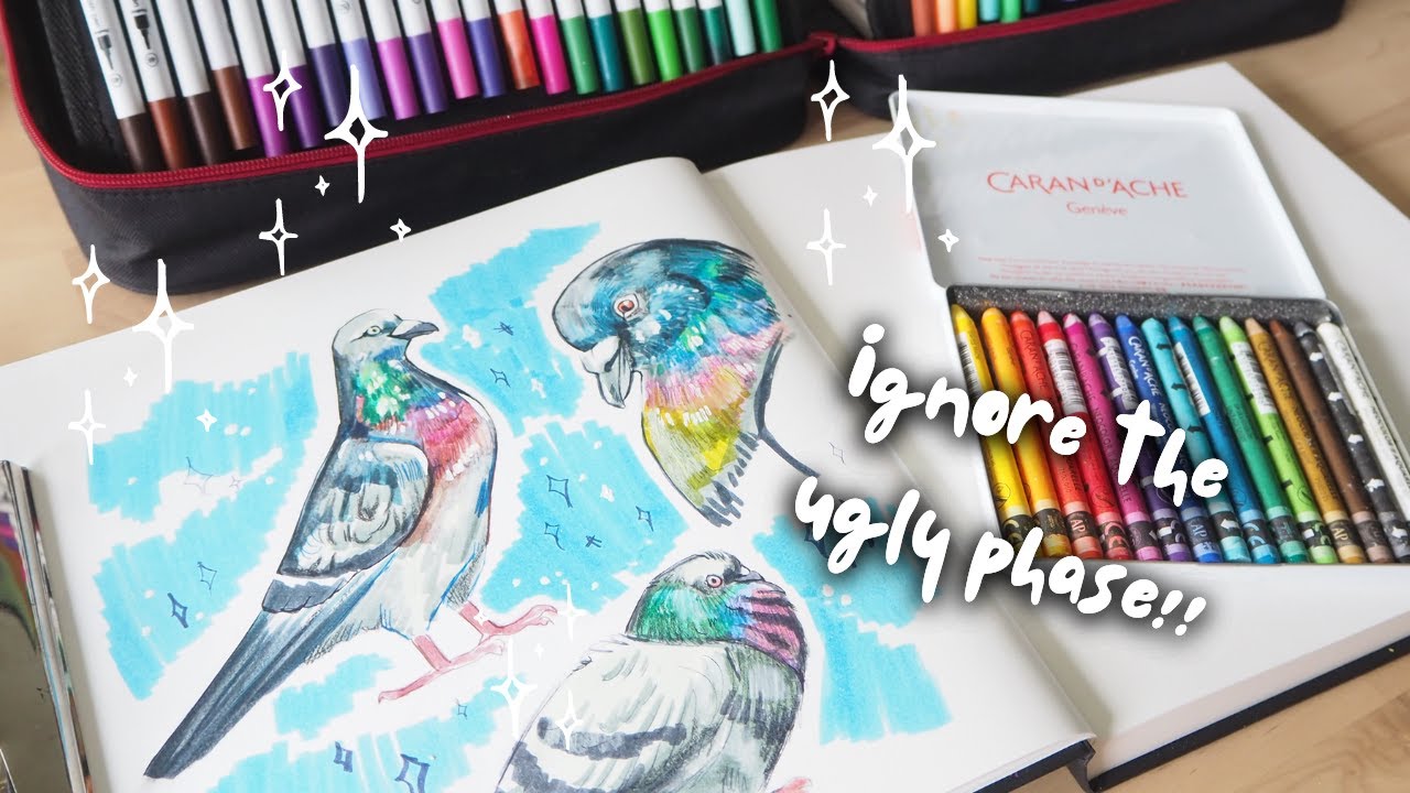 🌸 Why You Should Revisit Art Supplies You Once Hated! - Sketch Pigeons with Me! 🌸