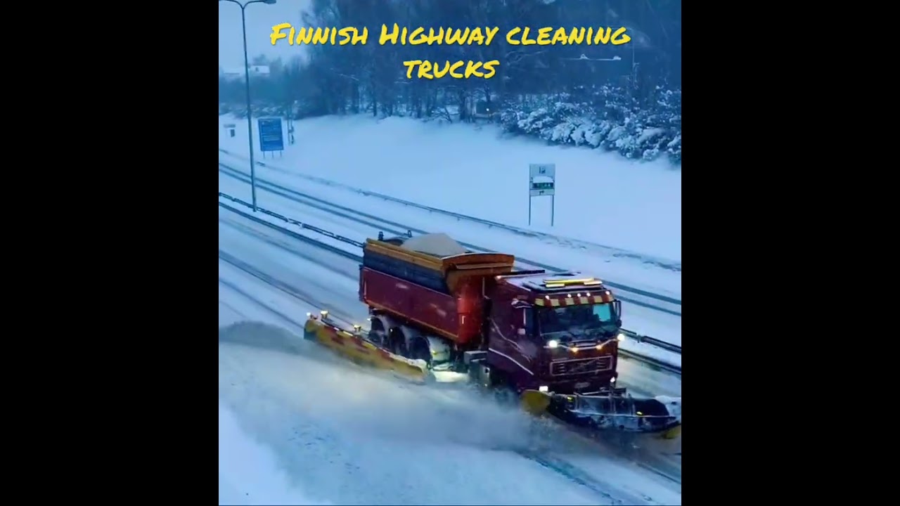 Finland:How Highways clean during winter time | synchronized snow cleaning|Snowblower trucks #shorts