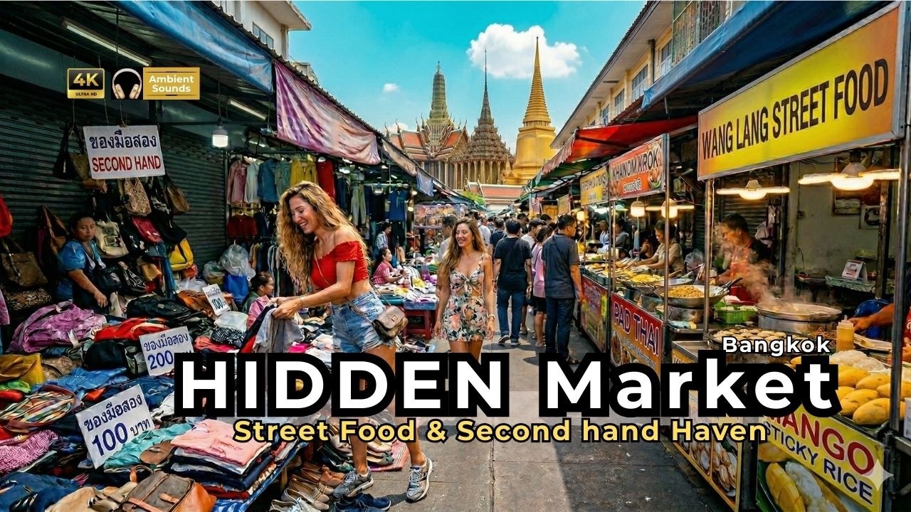Wang Lang Market Bangkok 2026 — Hidden Street Food Across from Grand Palace 4K Walk