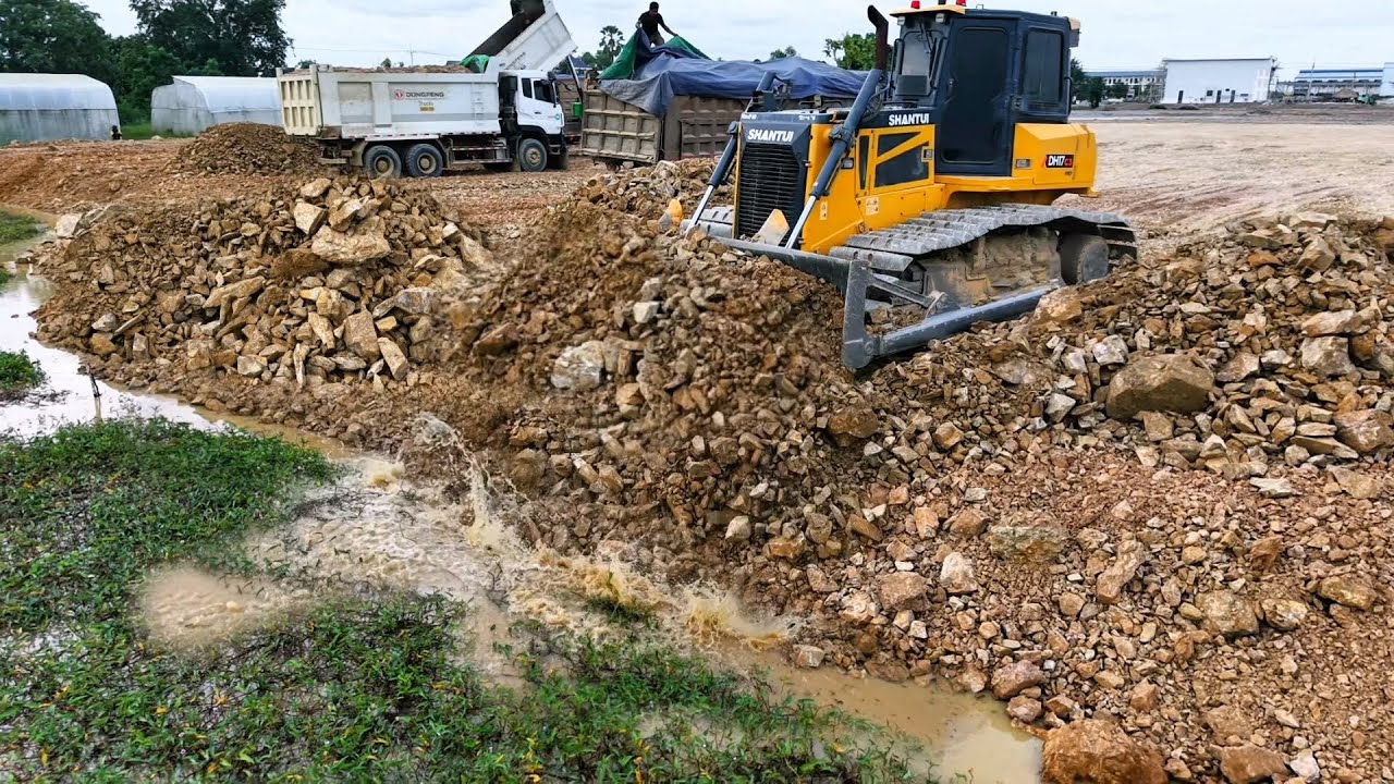 AM_Nicely Perfectly Building Road Machines Over The Water Using Stones For Fill Clean Forest Pushing