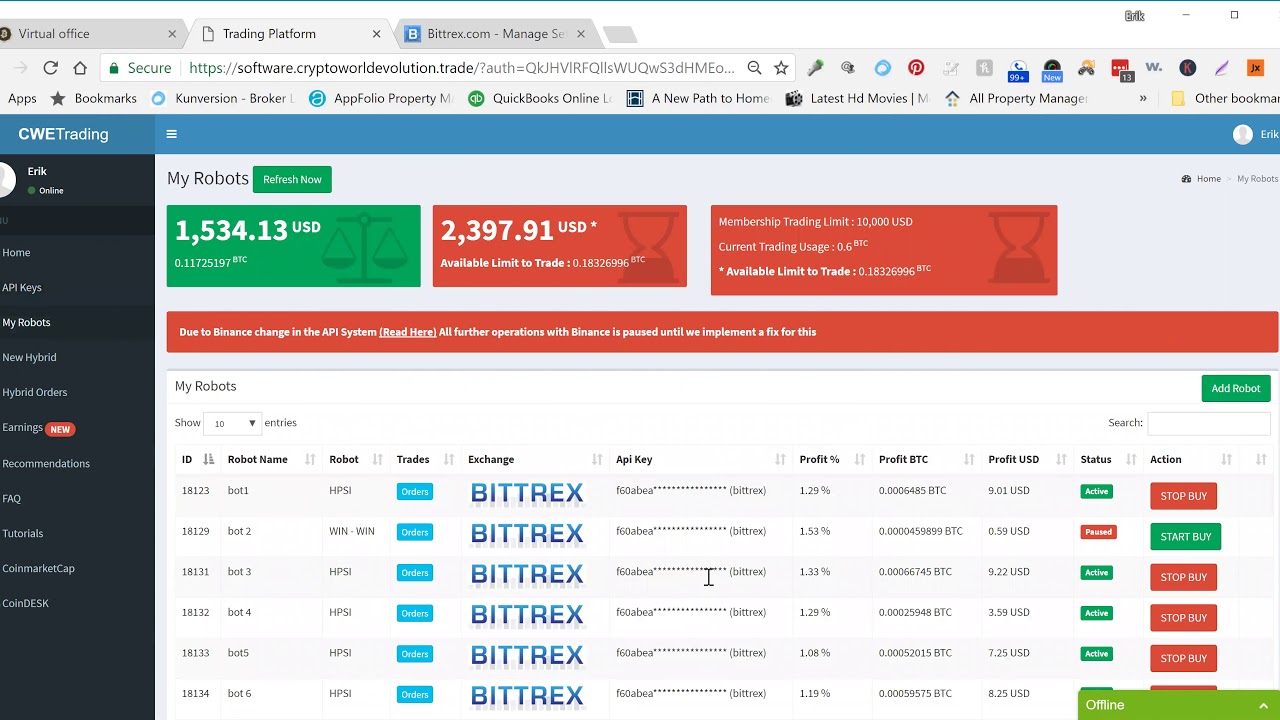 How to set up a Bittrex auto trading bot in Crypto World Evolution