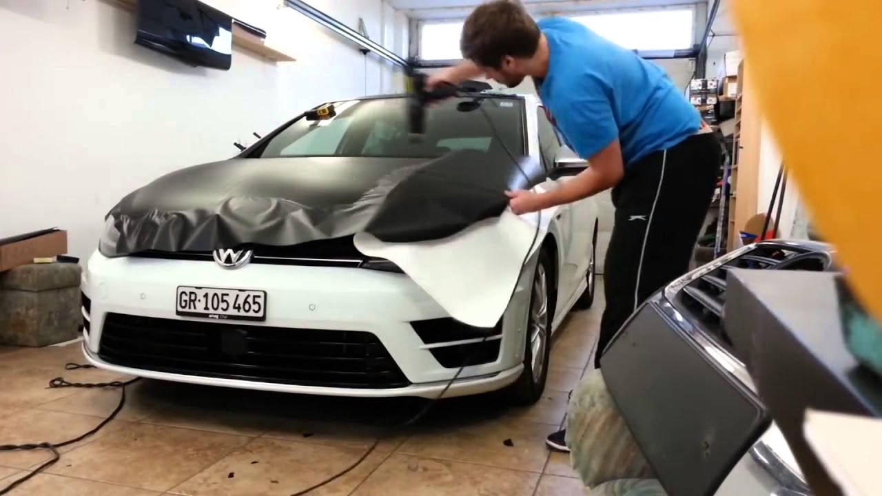 VW Golf 7 R 300k, polep kapoty + strechy / carbon hood wrap & roof wrap