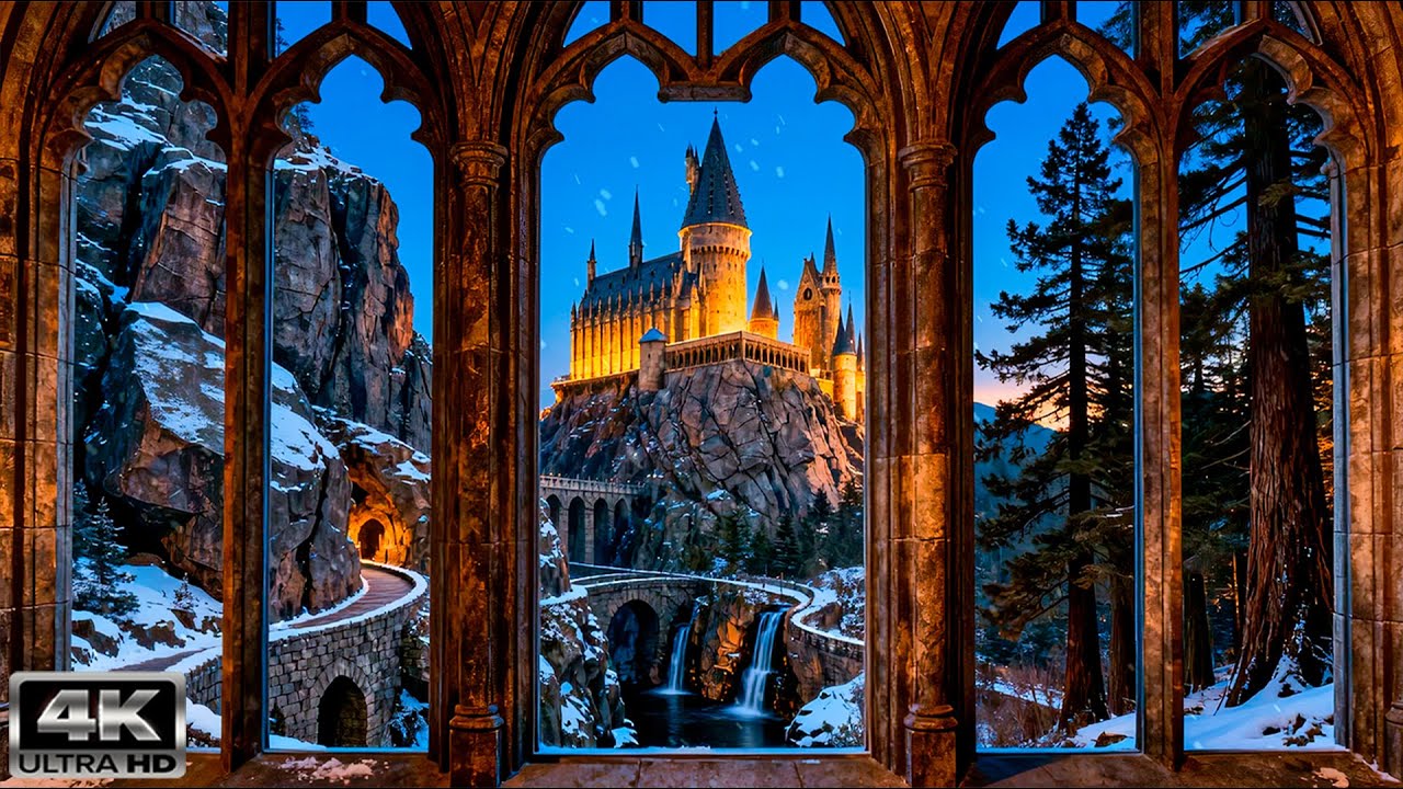 The Most Peaceful Hogwarts Window 🏰🌙 Calm Music for Relax & Focus