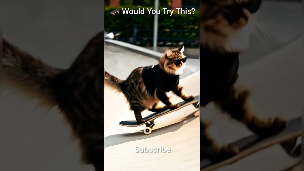 Cool Cat Skateboarding Like a Pro 😎🛹🐱 
