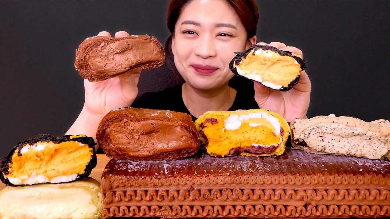 🍞Cream bread😍환장하는맛!!✨어글리베이커리 크림빵, 홈플러스 초코아이스크림 먹방❤[cheese,melon,Earl Grey,Chocolate Ice cake]Mukbang