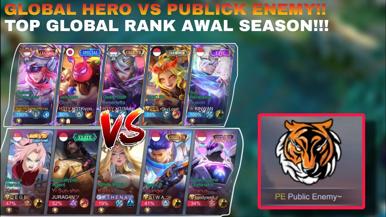 KETEMU TOP GLOBAL RANK AWAL SEASON MATCH SERUU!! GLOBAL HERO VS PUBLIC ENEMY! 