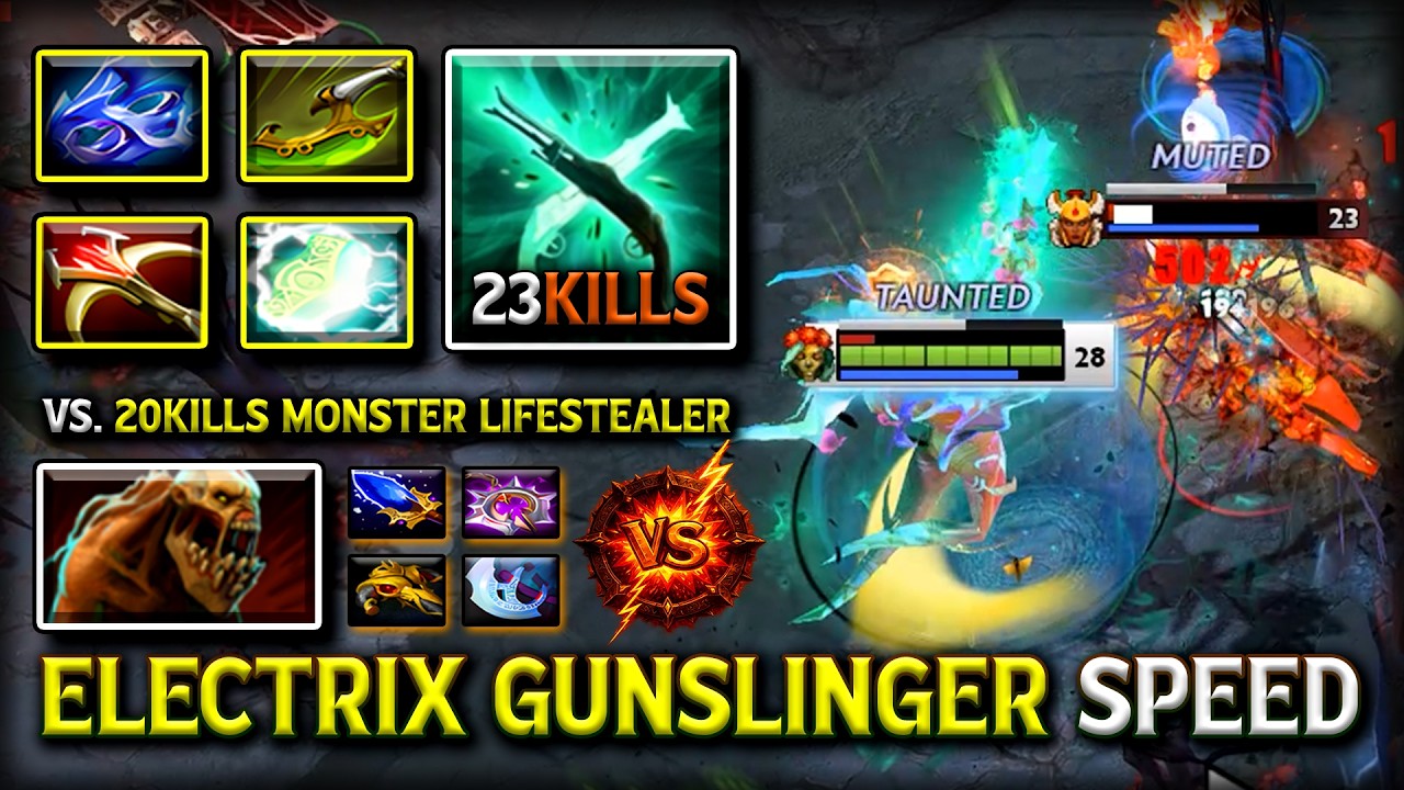 ELECTRIX GUNSLINGER CARRY MUERTA - 23Kills With Mjollnir + Moon Shard Build Vs. Monster Lifestealer