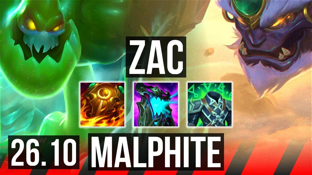 ZAC vs MALPHITE (TOP) | Good KDA: 4/1/13 | NA Grandmaster | 26.10