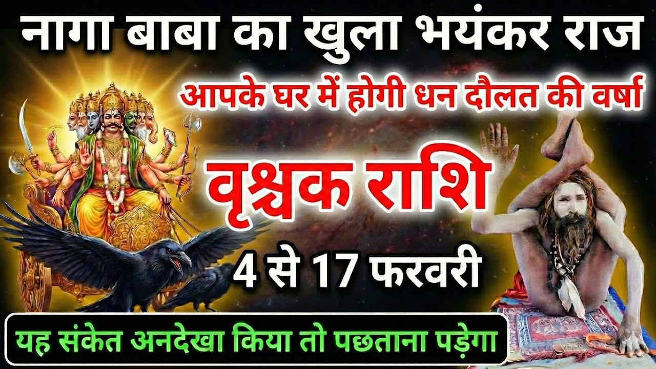 वृश्चिक राशि 4,5,6,7,8 फ़रवरी | नागा बाबा का रहस्य उजागर | घर में होगी धन दौलत की वर्षा बड़ी खुशखबरी