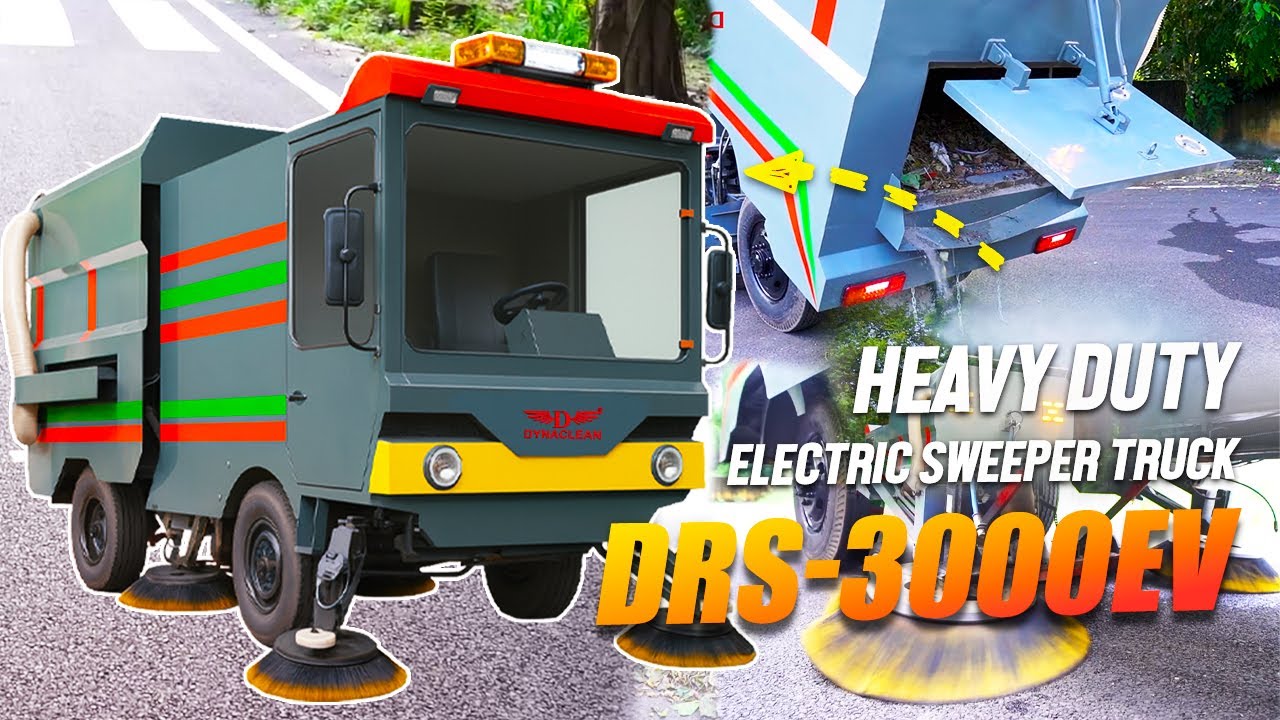 Dynaclean DRS–3000 EV Electric Sweeper Truck  #SmartCityCleaning #commercialcleaningbusiness