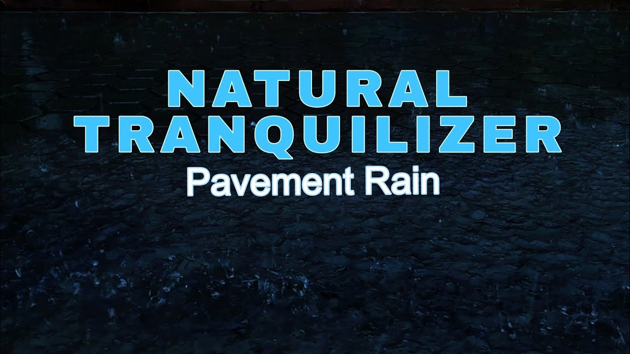 Natural Tranquilizer: Heavy Rain on Pavement at Night (Dark Screen) for Sleep