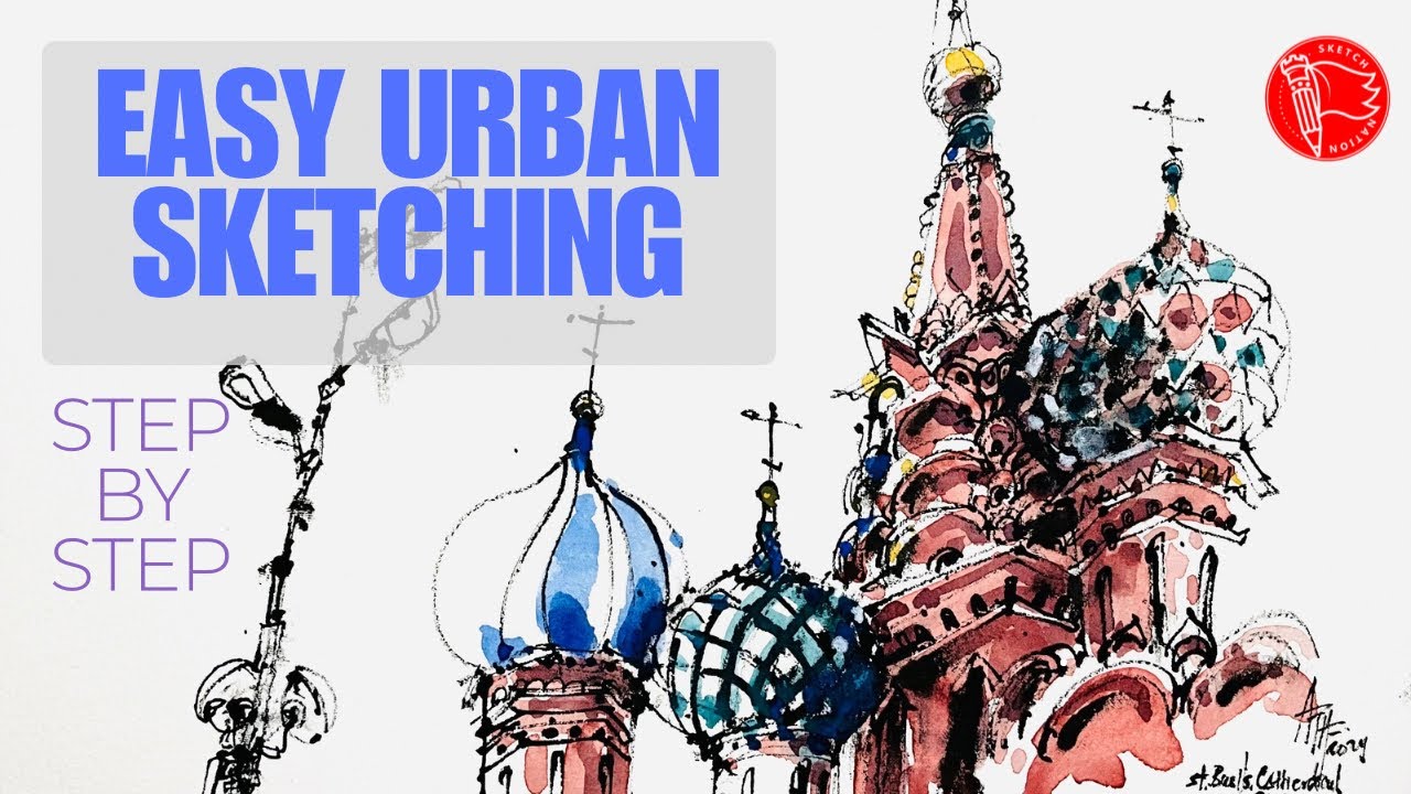 Easy Urban Sketching -Step By Step | St. Basil's Cathedral Храм Василия Блаженного