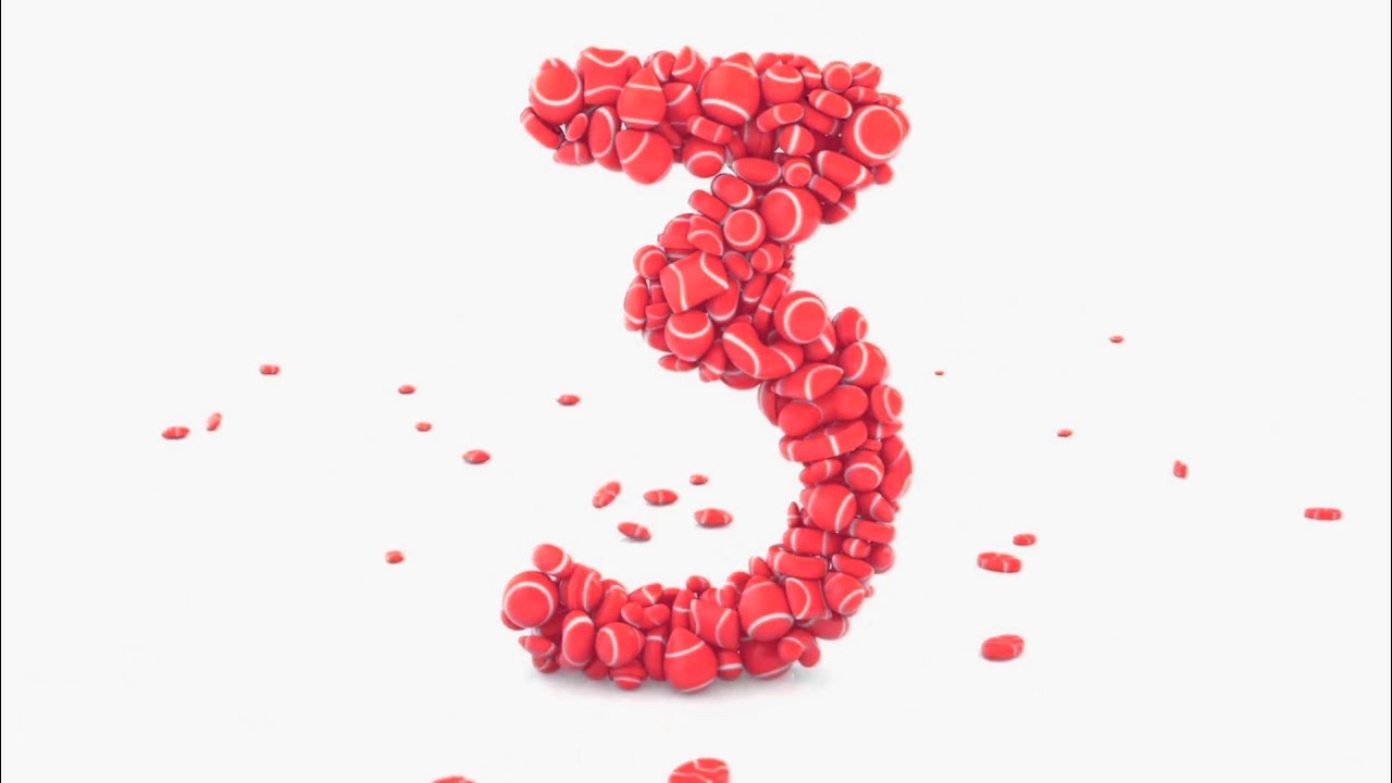 Learn Number Three with 3D Colorful Candies Effects Sponsored by Gamavision Csupo Effects