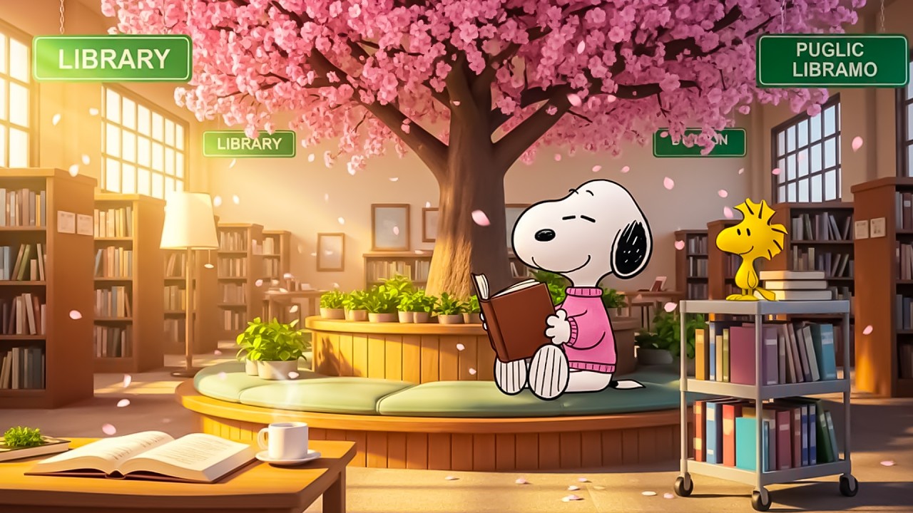 Cherry Blossom Library 🌸  Calm Lofi Beats for Studying, Reading & Relaxing