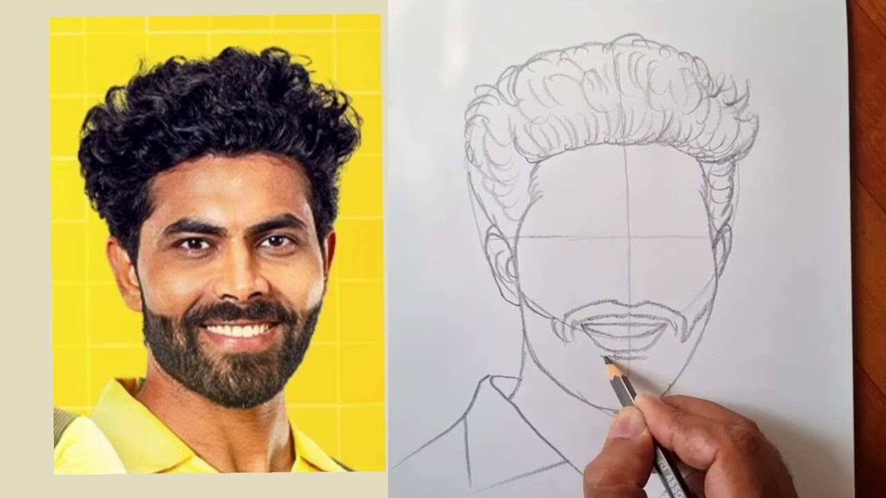 How to draw Ravindra Jadeja Drawing CSK #csk #ravindrajadeja #drawing
