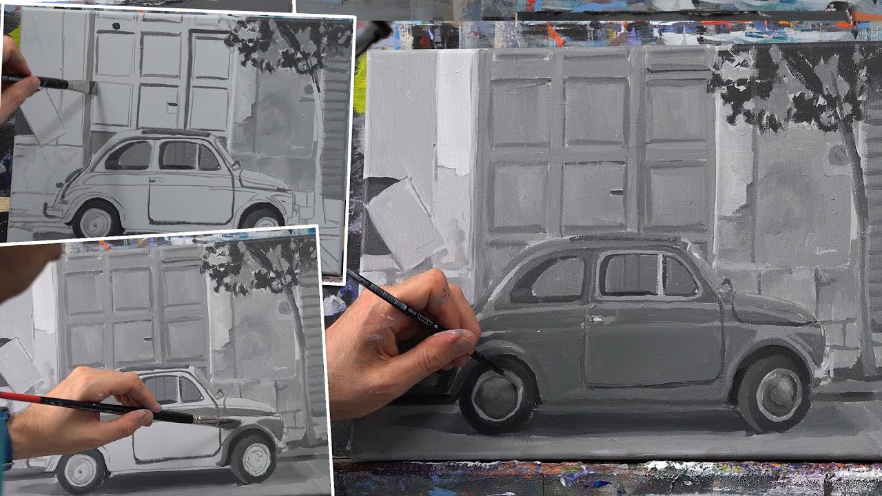 Grisaille grey underpainting with acrylics tutorial.
