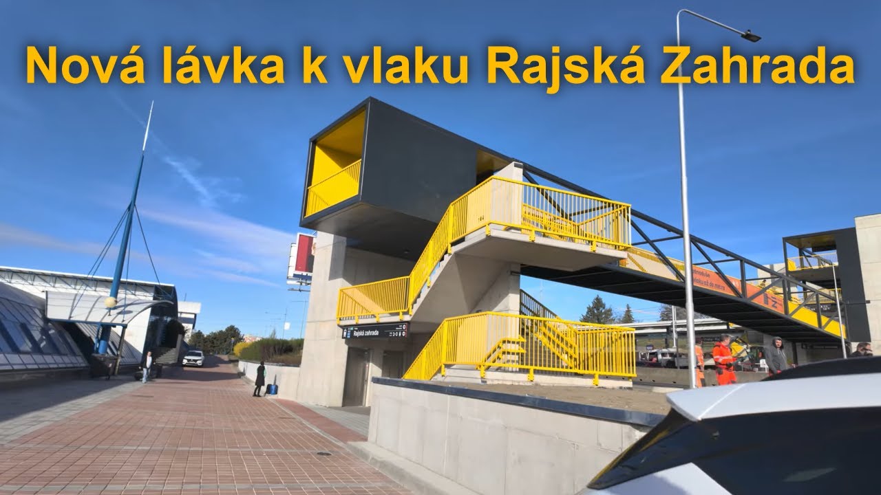 Nová lávka z vlakové zastávky Rajská zahrada na metro, 3.4.2024 | 4K 60p HDR