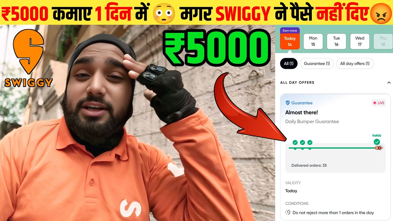 Swiggy में 1दिन में ₹5000 कमाए! मगर पैसे नहीं आए🤬 Never Join Swiggy Delivery Boy Job😡 #swiggy #video