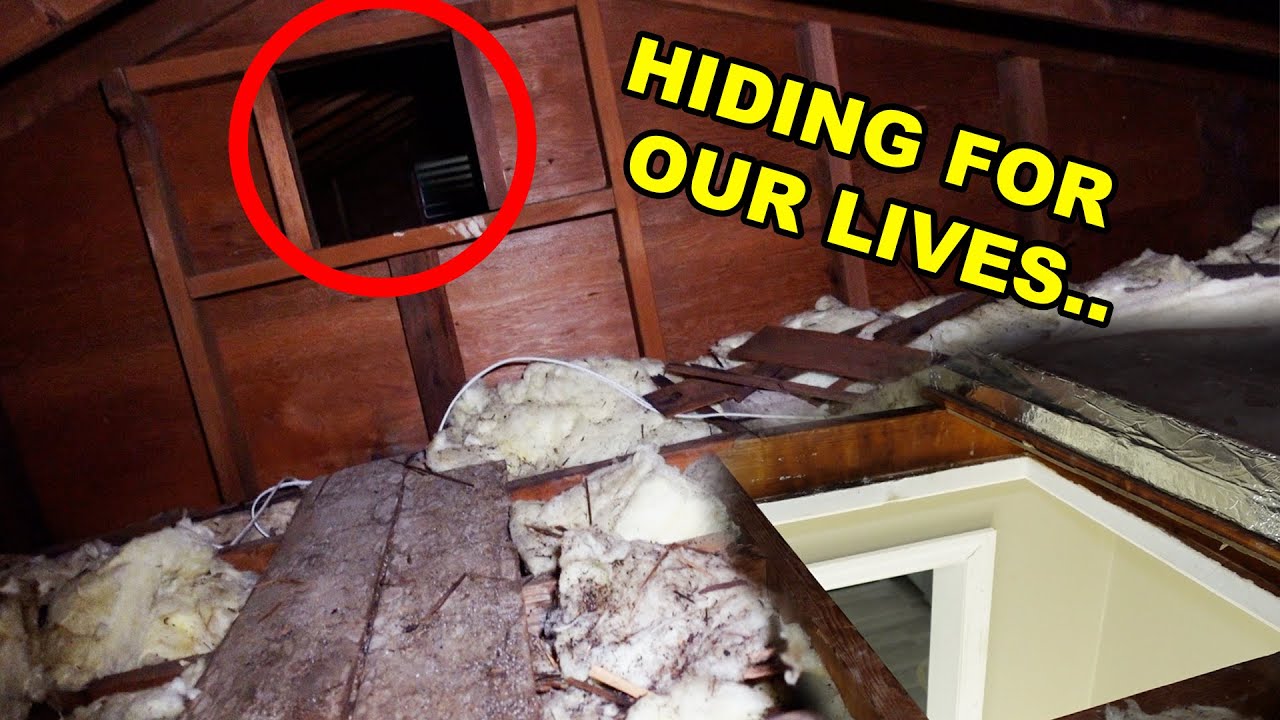 Hiding OVERNIGHT in Serial Killers Haunted Attic... (Someone Broke into My House)