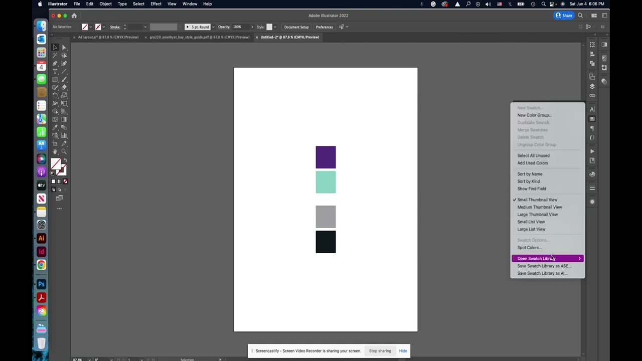 Amethyst Bay brand colors and using .ase file to import swatches